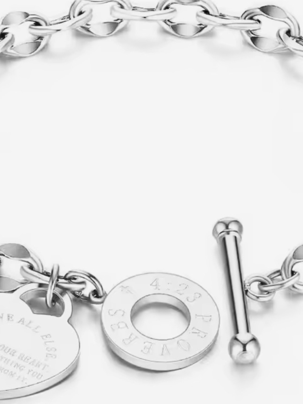 Polished Silver Toggle Charm Bracelet for Women